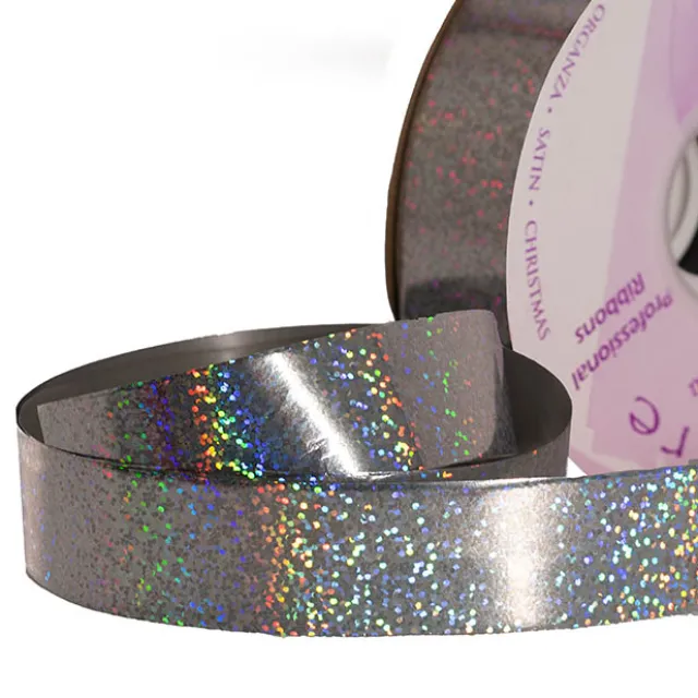 Premium Poly Ribbon Metallic Glitter Silver (30mmx91m)
