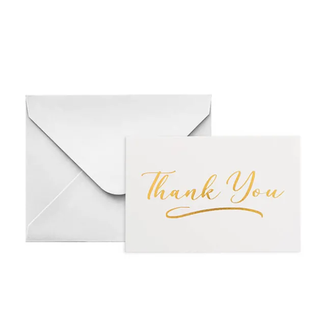 Gold Foil Card & Envelope Thank You Pack 25 (10x6.5Hcm)