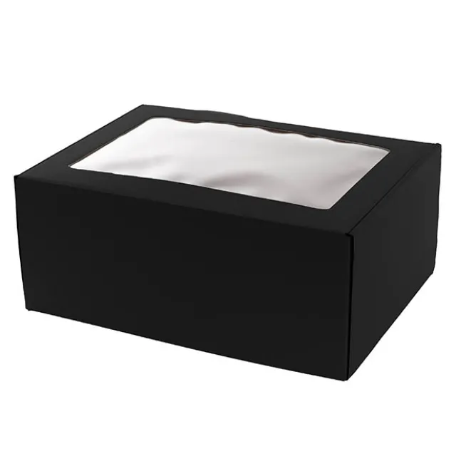 Hamper Gift Box PVC Window Large Black (35.5x25.5.5x14.5cmH)