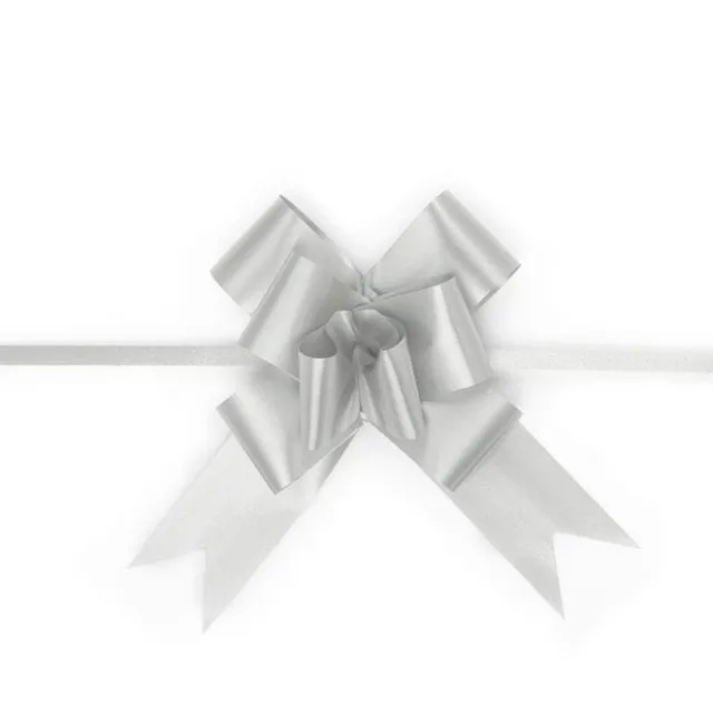 Ribbon Pull Bow Silver (32mmx53cm) Pack 25