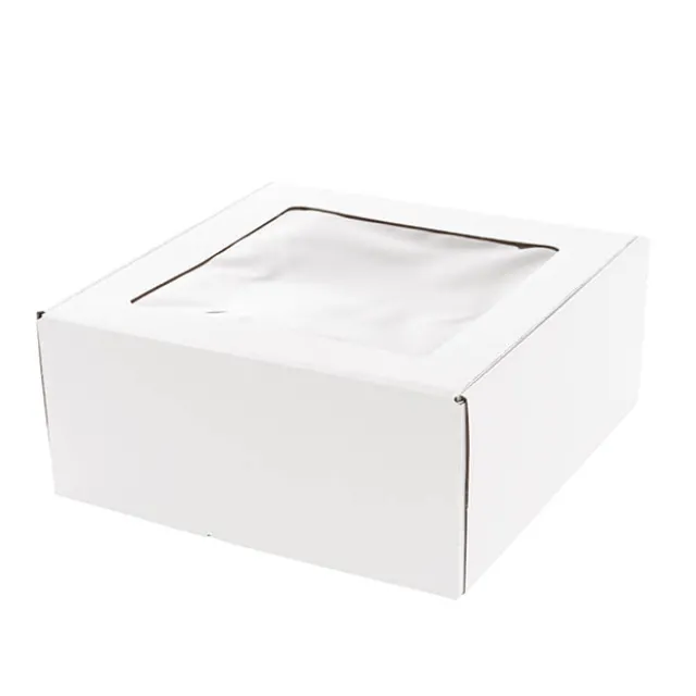 Hamper Gift Box PVC Window Square White (29.5x28.5x12.5cmH)