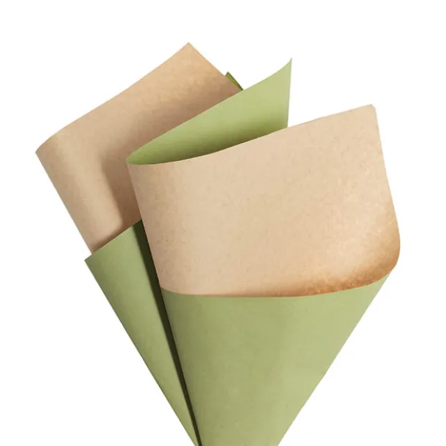 Kraft Paper Duo 80gsm Moss Green & Brown Pack 100 (50x70cm)