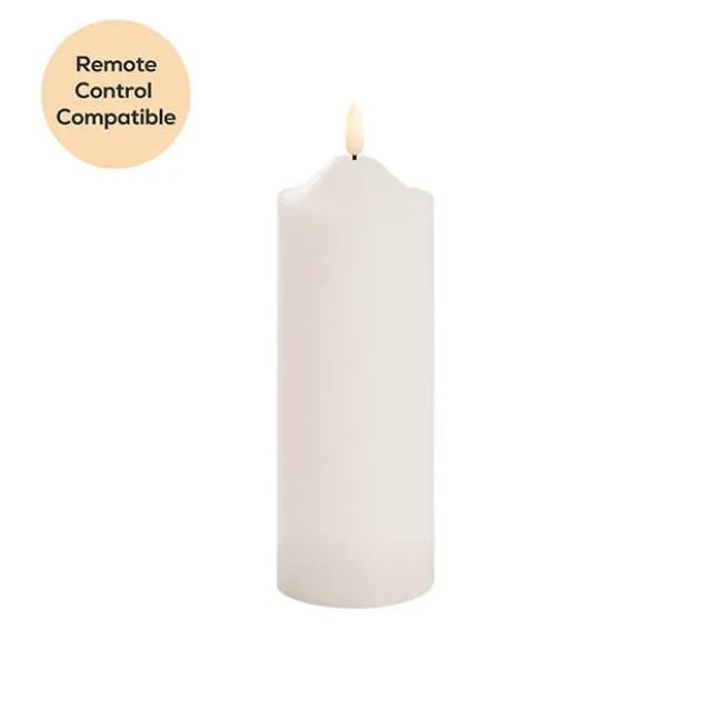 Wax LED Trueflame Flickering Pillar Candle White (7.5X20cmH)