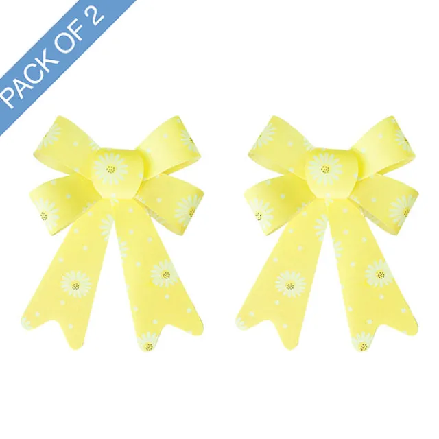 Pre-Made Bow Fabric Top Daisy Delight Lemon Pack 2 (14x19cm)