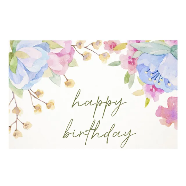 Cards White Birthday Pastel Flowers (10x6.5cmH) Pack 50