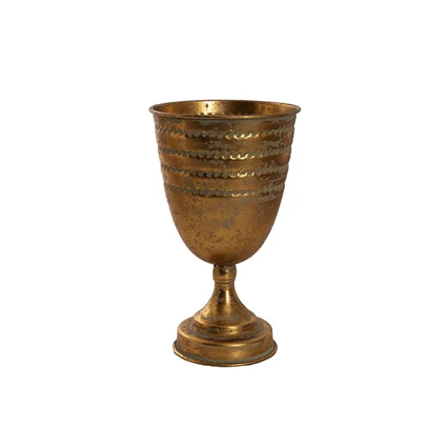 Decorative Flute Metal Vase Pot Brushed Gold (16x27.5cmH)