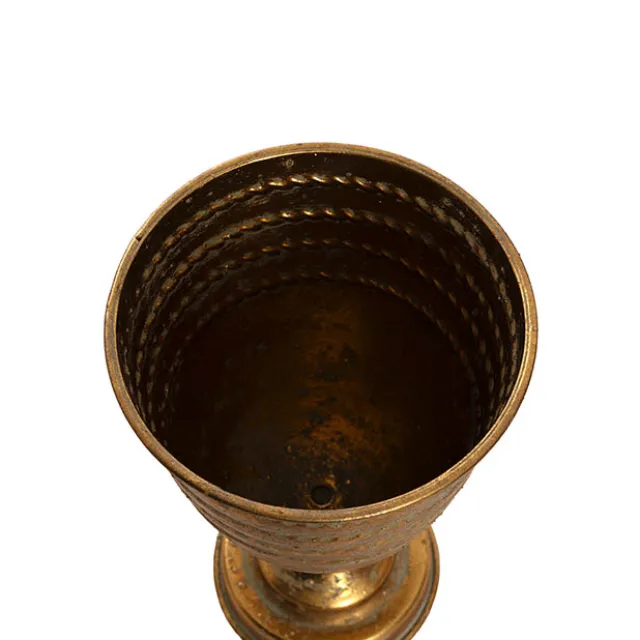 Decorative Flute Metal Vase Pot Brushed Gold (16x27.5cmH)