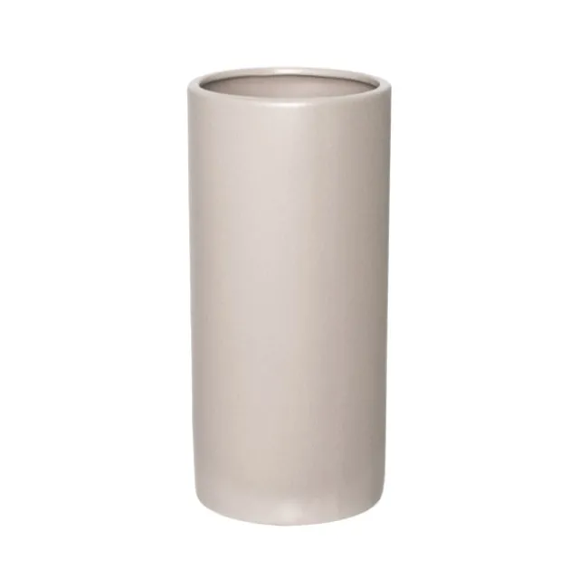 Ceramic Cylinder Pot Satin Matte Light Grey (13x28cmH)