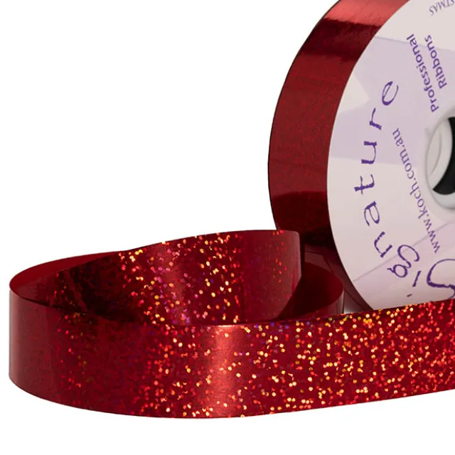 Premium Poly Ribbon Metallic Faux Glitter Red (30mmx91m)