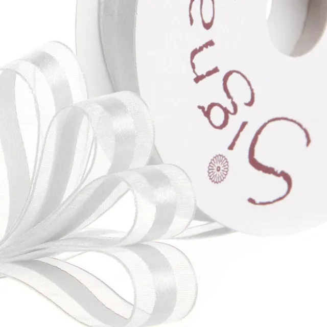 Ribbon Organdina Satin Stripes White (15mmx20m)