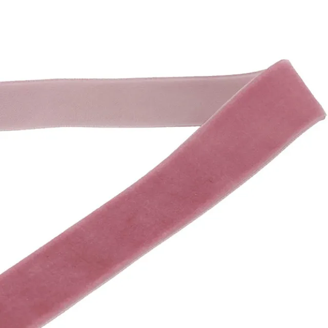 Ribbon Premium Plush Velvet Woven Edge Dusty Pink (25mmx20m)