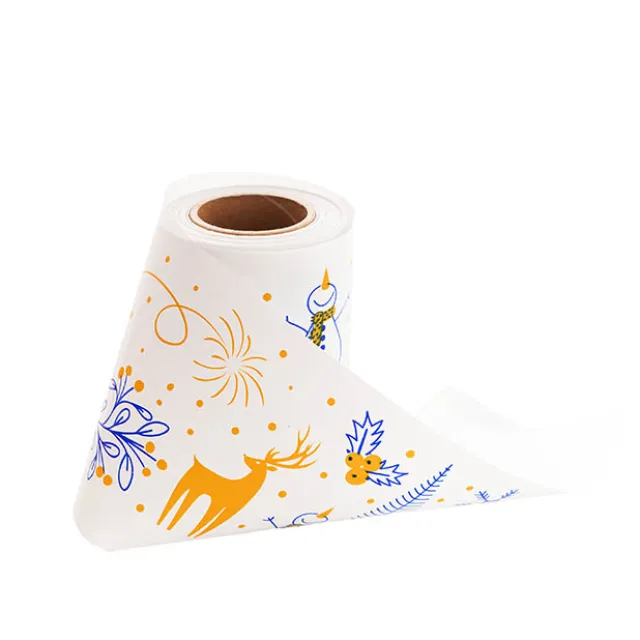 Wrapping Narrow Roll Christmas Cheer Gloss White (10cmx25m)