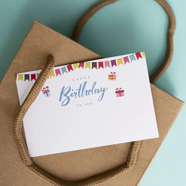 Cards White Happy Birthday to You Bunting (10x6.5cmH) Pk 50