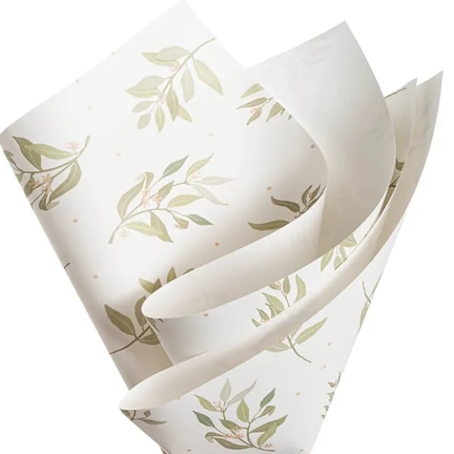 Kraft Paper Gum Leaf Print 110gsm White Pack 100 (50x70cm)