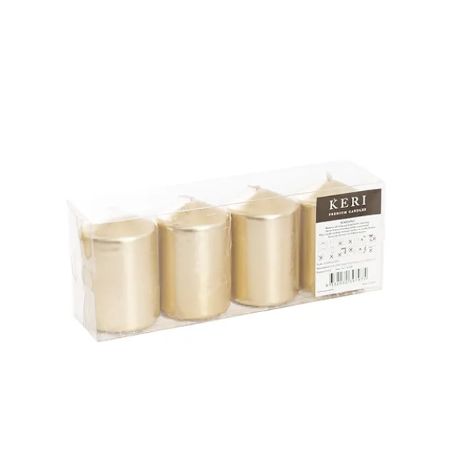 Dome Pillar Event Candle Pack 4 25 HRS Gold (5x7.5cmH)
