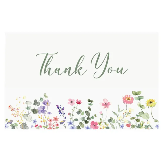 Cards White Thank You Flower Garden (10x6.5cmH) Pack 50