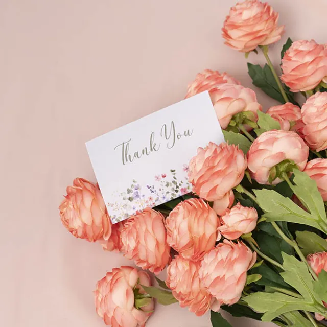 Cards White Thank You Flower Garden (10x6.5cmH) Pack 50