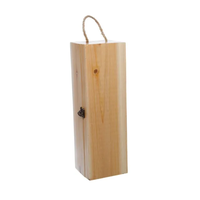 Wooden Wine Box Hinged Lid Natural (36.5x11.5x11.5cmH)