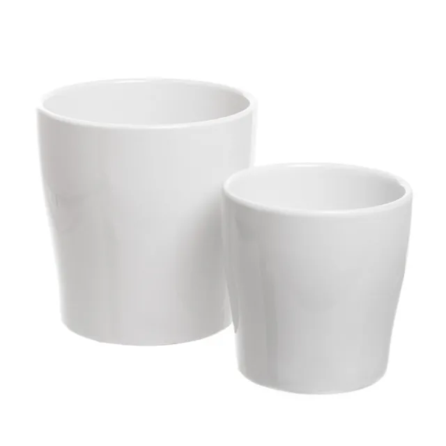 Ceramic Bondi Concial Pot Set of 2 White (16Dx16cmH)