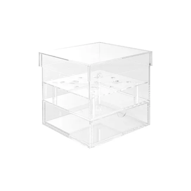 Acrylic 9 Rose Head Display Box with Drawer (15x15x15cmH)