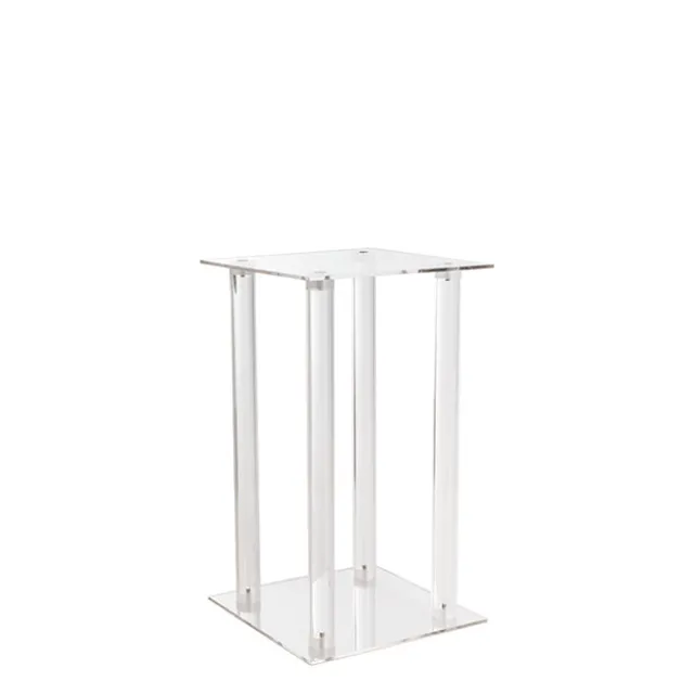 Acrylic Centrepiece Square Flower Stand Clear (25x25x50cmH)