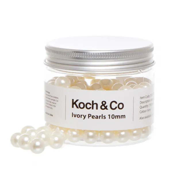 Acrylic Pearl Beads Ball Ivory 10mm (150pc Jar)