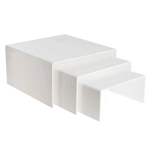 Acrylic Riser Square Set 3 5mm White (35x35cmx18cmH)