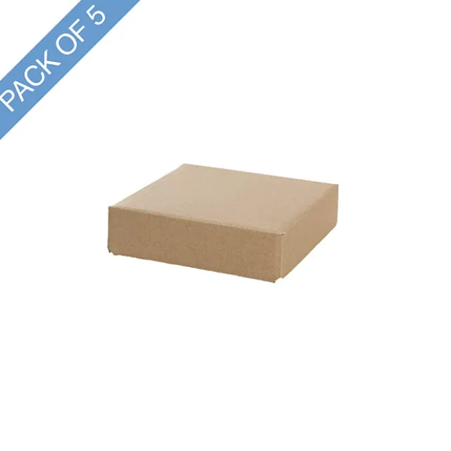Posy Box Lid Mini Matte Kraft Pack 5 (14x14x3.5cmH)