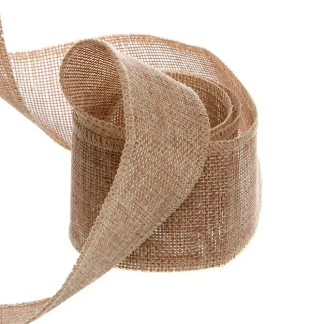 Faux Jute Ribbon Sewn Edge Natural (50mmx10m)