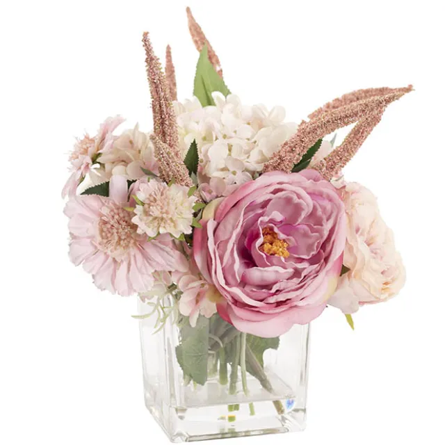 Alice Flower Arrangement w Resin Water Soft Pink (23x33cmH)