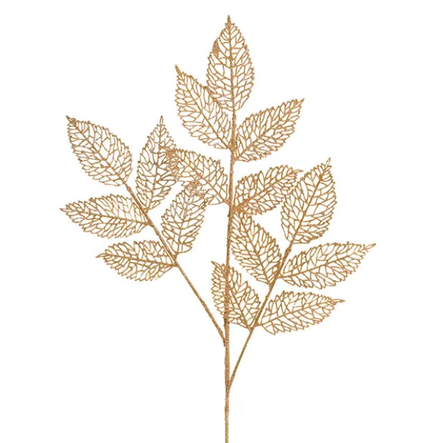 Artificial Glitter Leaf Spray Rose Gold (76cmH)