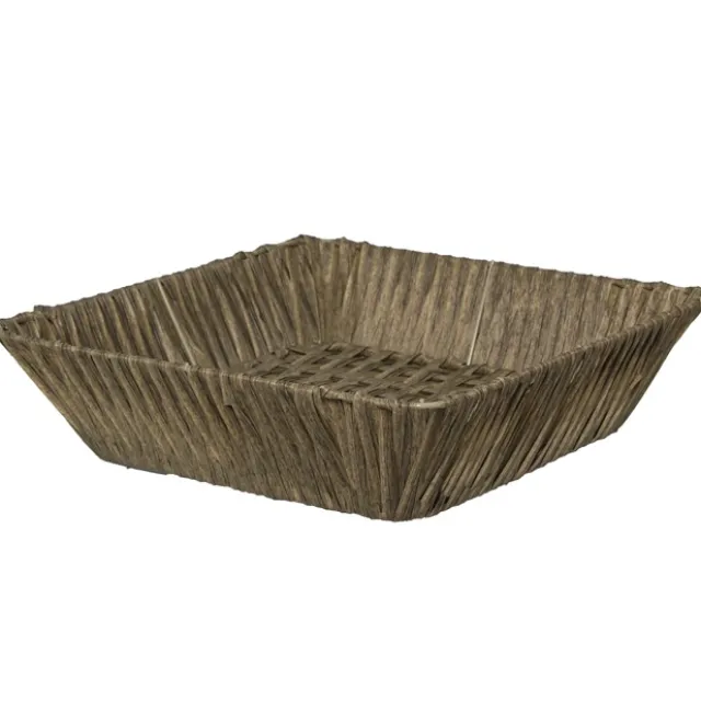 Artificial Wicker Basket Hamper Square Brown (32X32x9cmH)