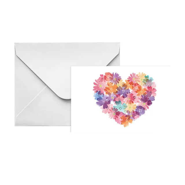 Artisan Gift Card & Envelope Flower Heart Pk25 (10x6.5cmH)