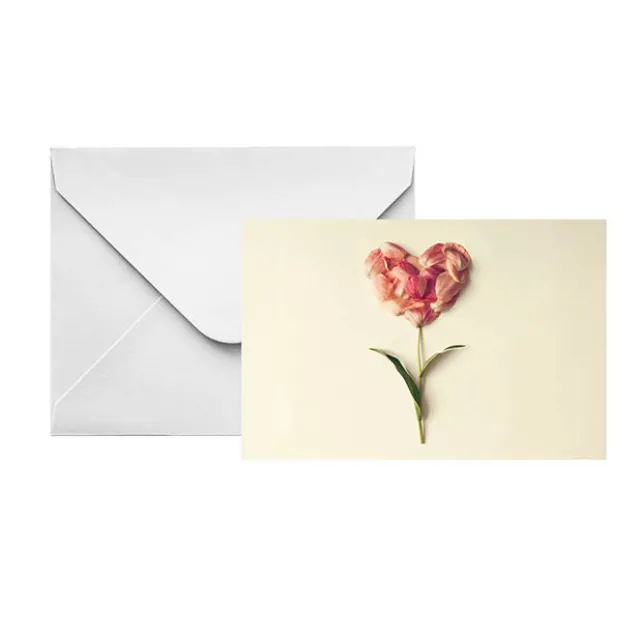 Artisan Gift Card & Envelope Heart Flower Pk25 (10x6.5cmH)