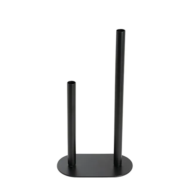 Asymmetrical Two Tube Metal Vase Black (15x8x28cmH)