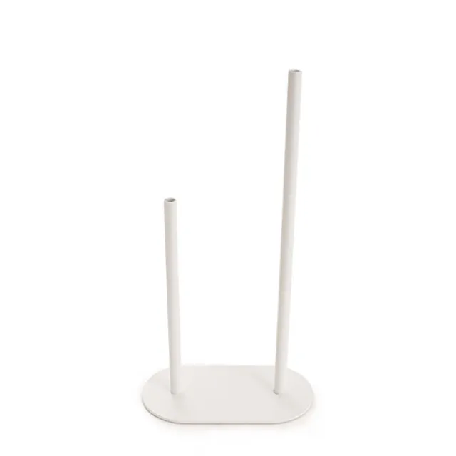 Asymmetrical Two Tube Metal Vase White (15x8x28cmH)