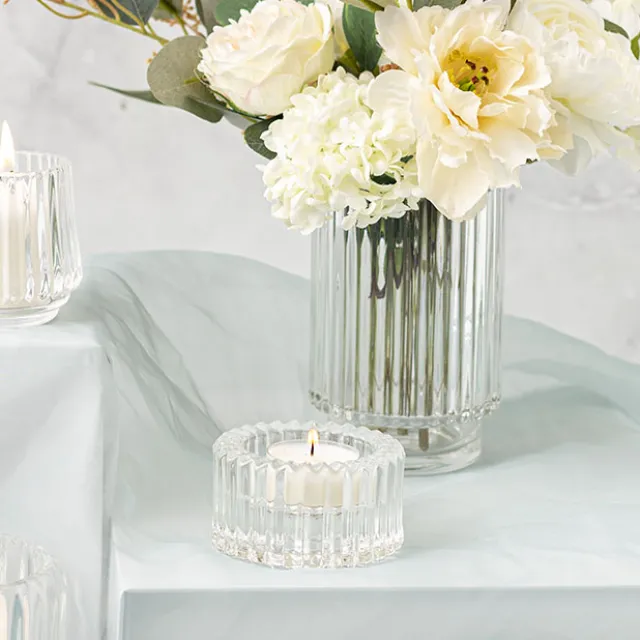 Glass Craft Ripple 2 in 1 Candle Holder Clear (8x4.5cmH)