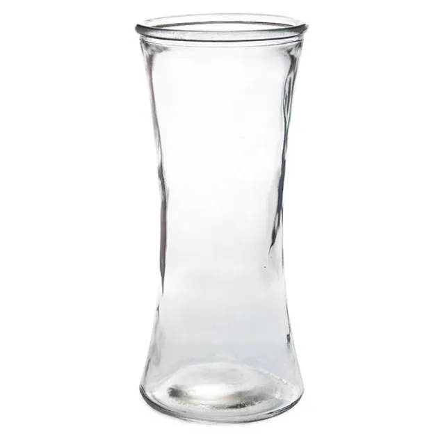 Glass Country Vase Concaved Sided Clear (11Dx25cmH)