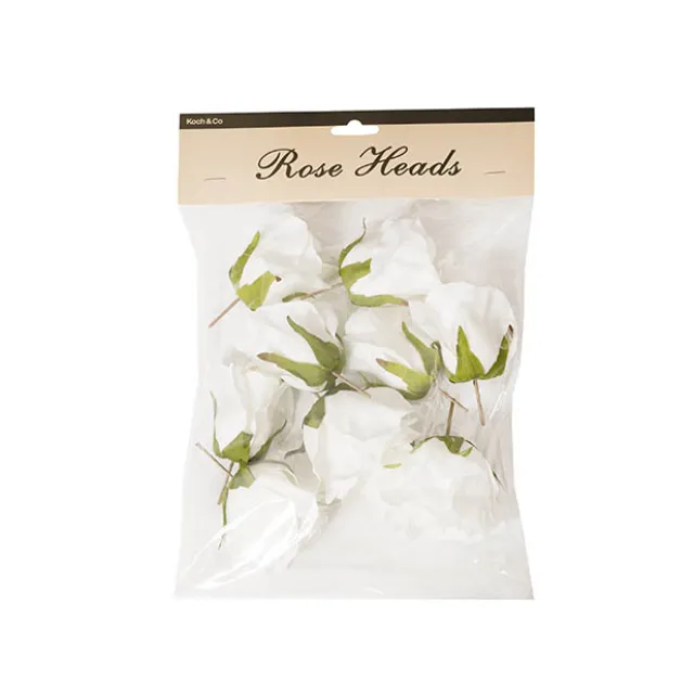 Rose Heads Loose Pack 9 White