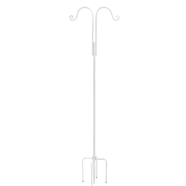 Metal Shepherd's Hook Stand Double White (180cmH)