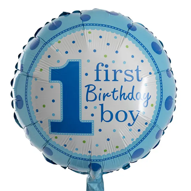 Foil Balloon 18" 1st Birthday Boy Blue (45cmD)