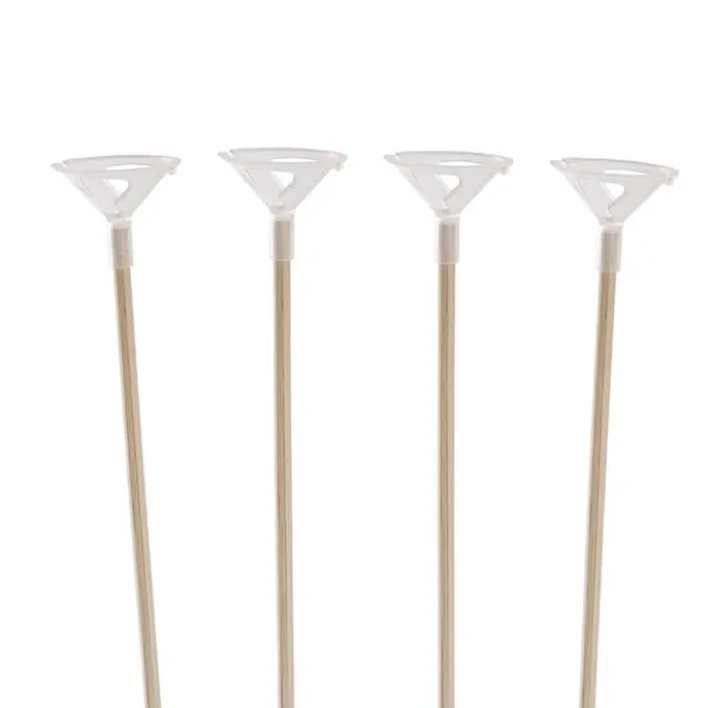 Bamboo Balloon Stick & PLA Cup Pack 25 White (40cmH)
