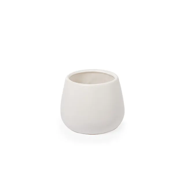 Ceramic Taron Belly Pot Matte White (13x10cmH)