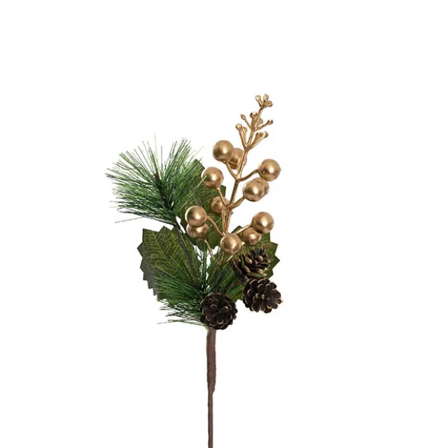 Berry Pinecone & Pine Needle Pick Pack 4 Gold (23cmH)