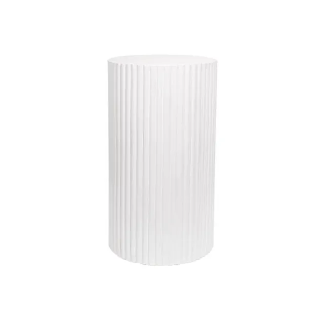 Fibreglass Ripple Plinth Round Matte White (32cmDx50cmH)