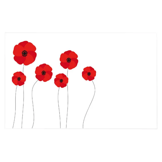 Cards White Tall Poppies Red (10x6.5cmH) Pack 50