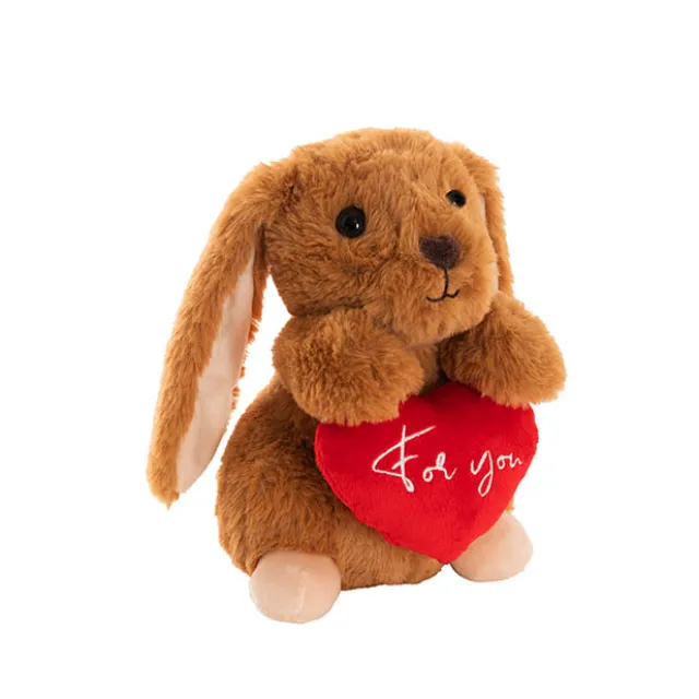 Bunny Rabbit Mochi w For You Heart Plush Toy Brown (20cmHT)
