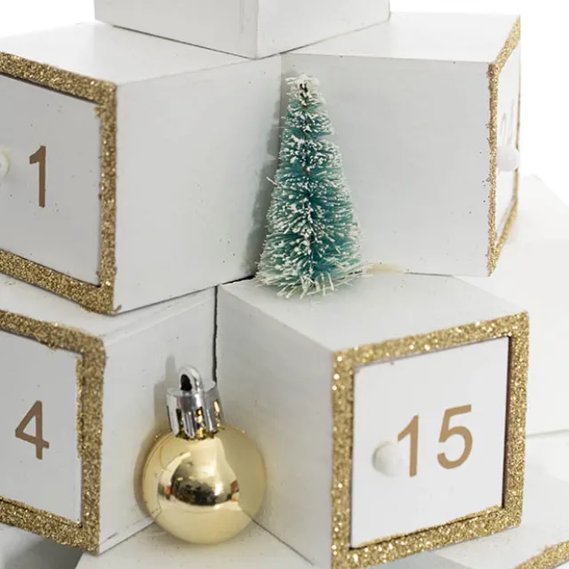 Christmas Advent Calendar Table Top Tree White (29cmDx30cmH)