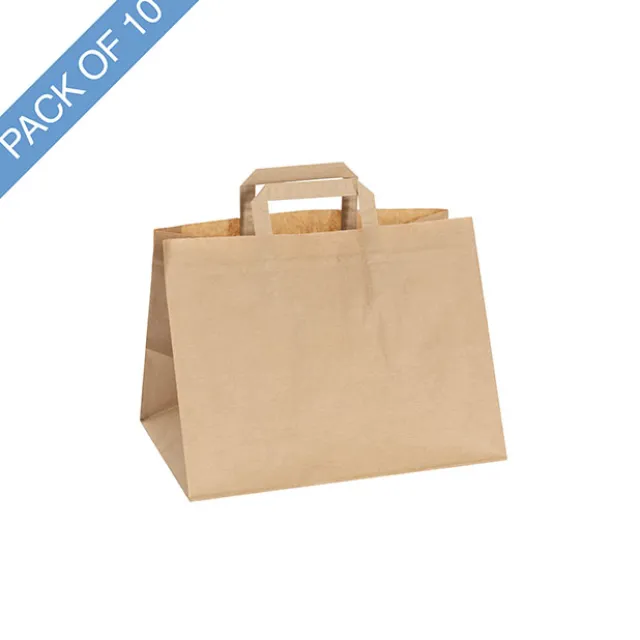 Brown Kraft Take Away Paper Bag Pack10 (320Wx215Gx245mmH)