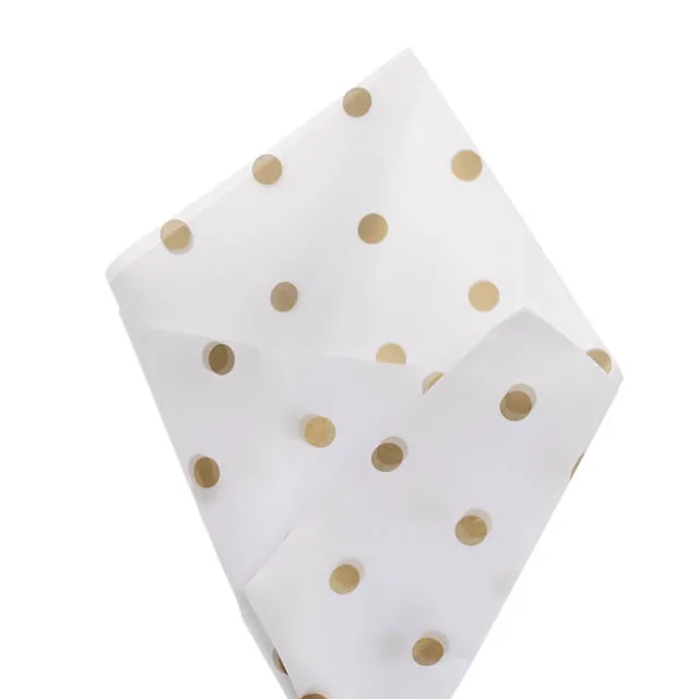 Tissue Paper Inspo Gold Spots Pk100 17gsm White (50x75cm)